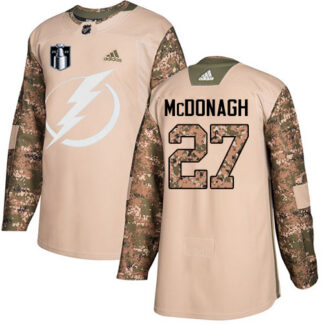 Adidas Tampa Bay Lightning #27 Ryan McDonagh Camo Authentic 2022 Stanley Cup Final Patch Veterans Day Stitched NHL...