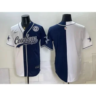 Men's Dallas Cowboys Navy Split Cool Base Stitched Baseball Jersey LA78
