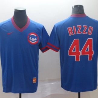 Men's Chicago Cubs 44 Anthony Rizzo Blue Throwback Jersey