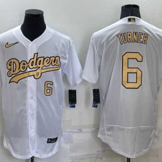Los Angeles Dodgers #6 Trea Turner Number White 2022 All Star Stitched Flexbase Nike Jersey