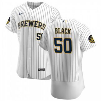 Milwaukee Brewers #50 Ray Black Men’s Nike White Home 2020 Authentic Player MLB Jersey