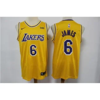 Men's Los Angeles Lakers #6 LeBron James Yellow Stitched Basketball Jersey G5CN