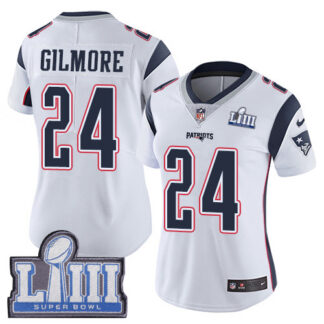 Nike New England Patriots #24 Stephon Gilmore White Super Bowl LIII Bound Women’s Stitched NFL Vapor Untouchable Li...