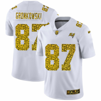 Tampa Bay Buccaneers #87 Rob Gronkowski Men’s Nike Flocked Leopard Print Vapor Limited NFL Jersey White
