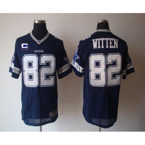 Nike Dallas Cowboys #82 Jason Witten Navy Blue Team Color With C Patch Men’s Stitched NFL Elite Jersey
