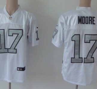 Nike Oakland Raiders #17 Denarius Moore White With Silvery Elite Jersey