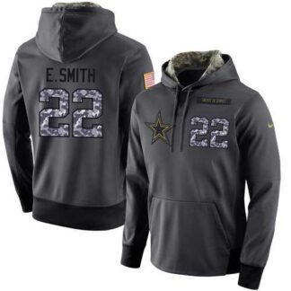 Glued Nike Dallas Cowboys #22 Emmitt Smith Men's Anthracite Salute to Service Player Performance Hoodie