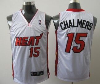 Miami Heat #15 Chalmers White Authentic Jerseys