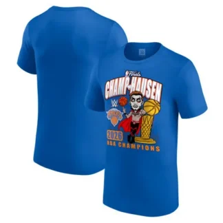 Men's New York Knicks x Danhausen Blue 2026 NBA Finals Champions T-Shirt