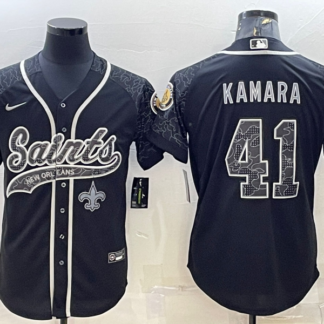 Men's New Orleans Saints #41 Alvin Kamara Black Reflective Limited Stitched Football Jersey