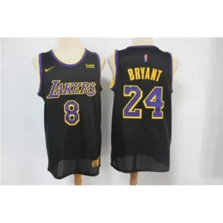 Men's Los Angeles Lakers Front #8 Back #24 Kobe Bryant Black Stitched Jersey XY56