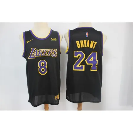 Men's Los Angeles Lakers Front #8 Back #24 Kobe Bryant Black Stitched Jersey XY56