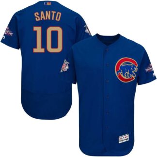 Chicago Cubs #10 Ron Santo Blue World Series Champions Gold Program Flexbase Stitched Jersey JiaSu
