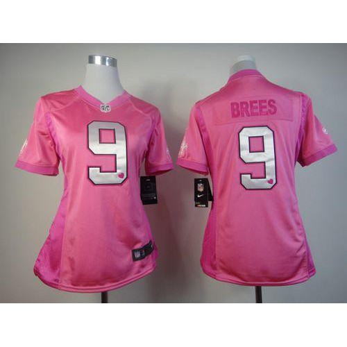 Nike New Orleans Saints #9 Drew Brees Pink Women’s Be Luv’d Stitched NFL Elite Jersey
