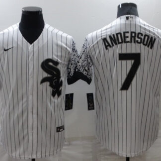 Men's Chicago White Sox #7 Tim Anderson White Nike Drift Fashion Cool Base Jersey