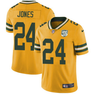 Nike Green Bay Packers #24 Josh Jones Yellow Men’s 100th Season Stitched NFL Limited Rush Jersey