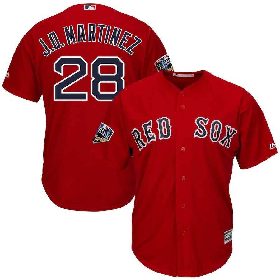 Red Sox 28 J.D. Martinez Red 2018 World Series Cool Base Player Jersey Dzhi