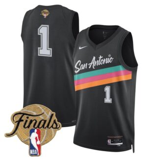 Men's San Antonio Spurs #1 Black 2026 Finals City 25-26 Swingman Stitched Jersey