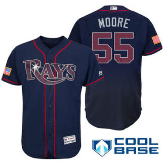 Men's Tampa Bay Rays #55 Matt Moore Navy Blue Stars & Stripes Fashion Independence Day Stitched MLB Majestic Cool B...