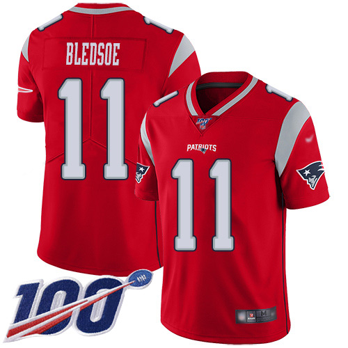 Nike New England Patriots #11 Drew Bledsoe Red Men’s Stitched NFL Limited Inverted Legend 100th Season Jersey