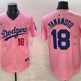 Men's Los Angeles Dodgers #18 Yoshinobu Yamamoto Pink 2025 Tokyo Series Limited Jersey
