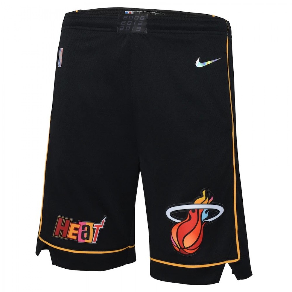 Men's Miami Heat Nike Black 2021/22 Courtside Swingman NBA Shorts - City Edition - Image 2