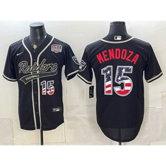 Youth Las Vegas Raiders #15 Fernando Mendoza Black USA 250 Fourth of July Vapor Limited Baseball Jersey 0CC3