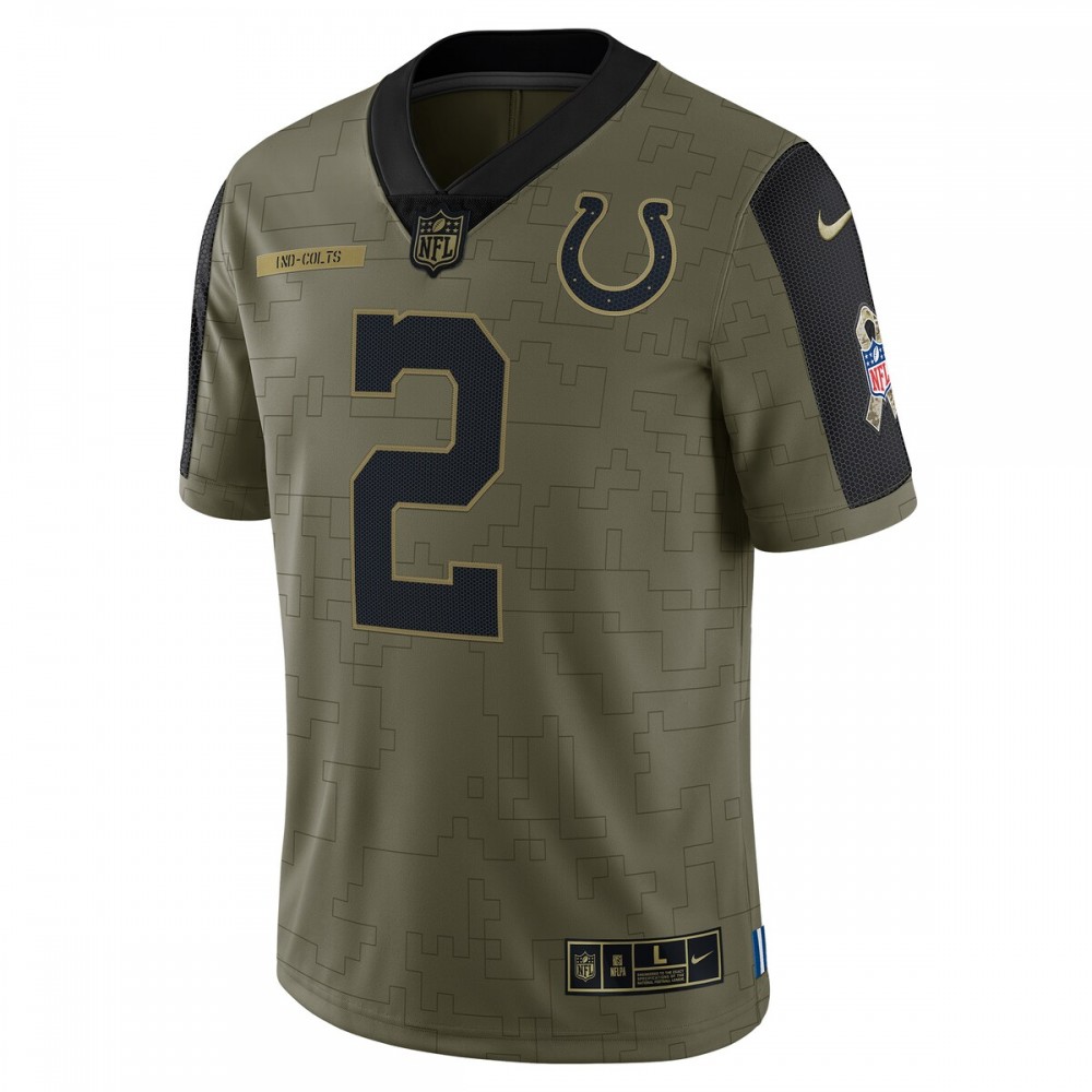 Carson Wentz Indianapolis Colts Nike 2021 Salute To Service Limited Player Jersey - Olive - Image 2
