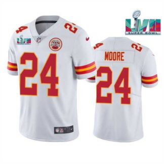 Men & Women & Youth Kansas City Chiefs #24 Skyy Moore White Super Bowl LVII Patch Vapor Untouchable Limited Stitche...