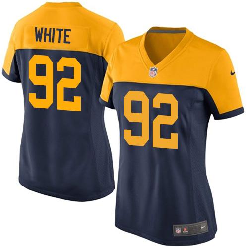 Nike Green Bay Packers #92 Reggie White Navy Blue Alternate Women’s Stitched NFL New Elite Jersey