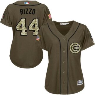 Chicago Cubs #44 Anthony Rizzo Green Salute to Service Women’s Stitched MLB Jersey