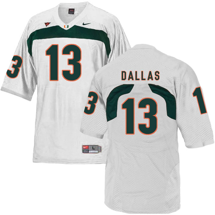 Miami Hurricanes 13 DeeJay Dallas White College Football Jersey DingZhi