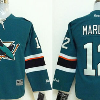 Youth San Jose Sharks #12 Patrick Marleau Blue Jerseys