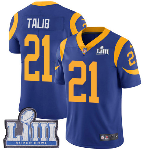 Nike Los Angeles Rams #21 Aqib Talib Royal Blue Alternate Super Bowl LIII Bound Men’s Stitched NFL Vapor Untouchabl...