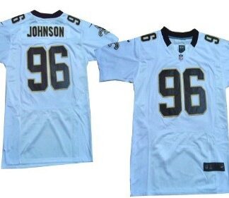 Nike New Orleans Saints #96 Tom Johnson White Elite Jersey