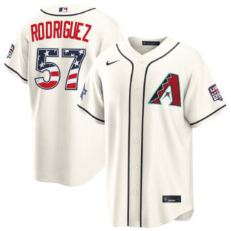 Men's Arizona Diamondbacks #57 Eduardo Rodriguez Nike Cream 2026 All-Star Edition Stars & Stripes Stadium Jersey