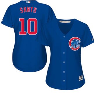 Chicago Cubs #10 Ron Santo Blue Alternate Women’s Stitched MLB Jersey