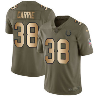 Nike Indianapolis Colts #38 T.J. Carrie Olive/Gold Men’s Stitched NFL Limited 2017 Salute To Service Jersey