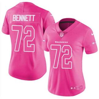 Nike Seattle Seahawks #72 Michael Bennett Pink Women's NFL Limited Rush Fashion Jersey DingZhi