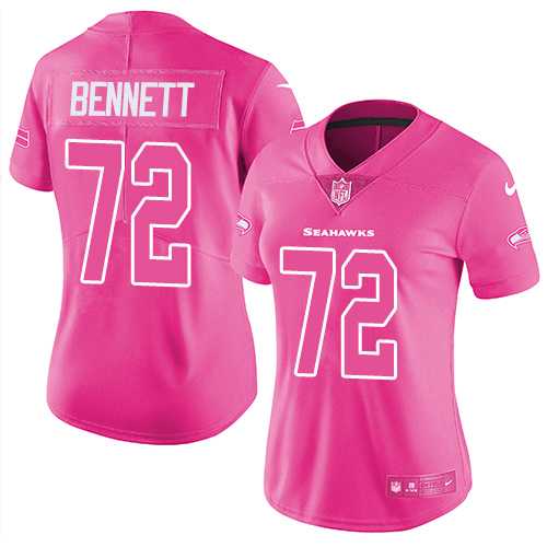 Nike Seattle Seahawks #72 Michael Bennett Pink Women's NFL Limited Rush Fashion Jersey DingZhi