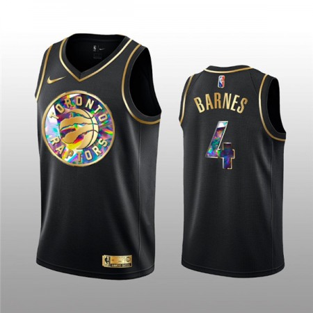 Men's Toronto Raptors #4 Scottie Barnes 2021/22 Black Golden Edition 75th Anniversary Diamond Logo Stitched Basketb...