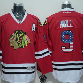 Chicago Blackhawks #9 Bobby Hull Red USA Flag Fashion Jerseys