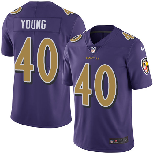 Nike Baltimore Ravens #40 Kenny Young Purple Men’s Stitched NFL Limited Rush Jersey