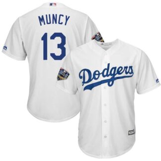 Dodgers 13 Max Muncy White 2018 World Series Cool Base Player Jersey Dzhi