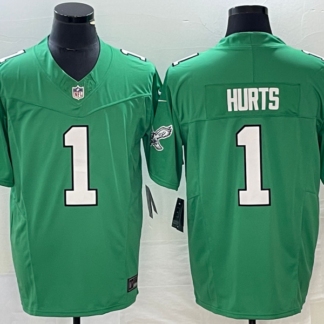 Men's Philadelphia Eagles #1 Jalen Hurts Green 2023 FUSE Vapor Limited Throwback Stitched Jersey