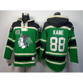 Chicago Blackhawks #88 Patrick Kane Green St. Patrick’s Day McNary Lace Hoodie Stitched NHL Jersey