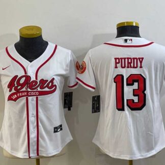 Women's San Francisco 49ers #13 Brock Purdy White Color Rush With Patch Cool Base Stitched Baseball Jersey