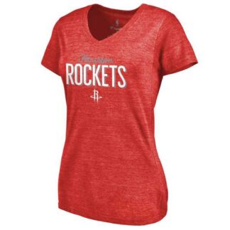 Women's Houston Rockets Nostalgia Tri Blend V Neck T-Shirt Red FengYun